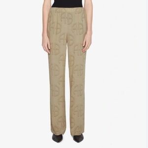 ANINE‎ BING Owen Pant In Celadon Monogram Print